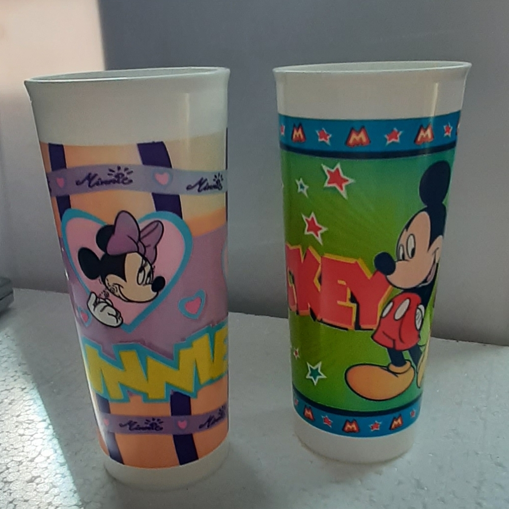 Mickey And Minnie Mouse Tupperware Tall Cups  NOS